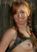 Ami Emerson Poses Outside in a Camo Swimsuit, Ami Emerson (ami002) ATK Archives: Ami Emerson (Ami Emerson Poses Outside in a Camo Swimsuit)