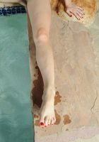 Hairy Sativa poses outside by the pool, Sativa Verte (sat007) ATK Natural & Hairy: Sativa Verte (Hairy Sativa poses outside by the pool)